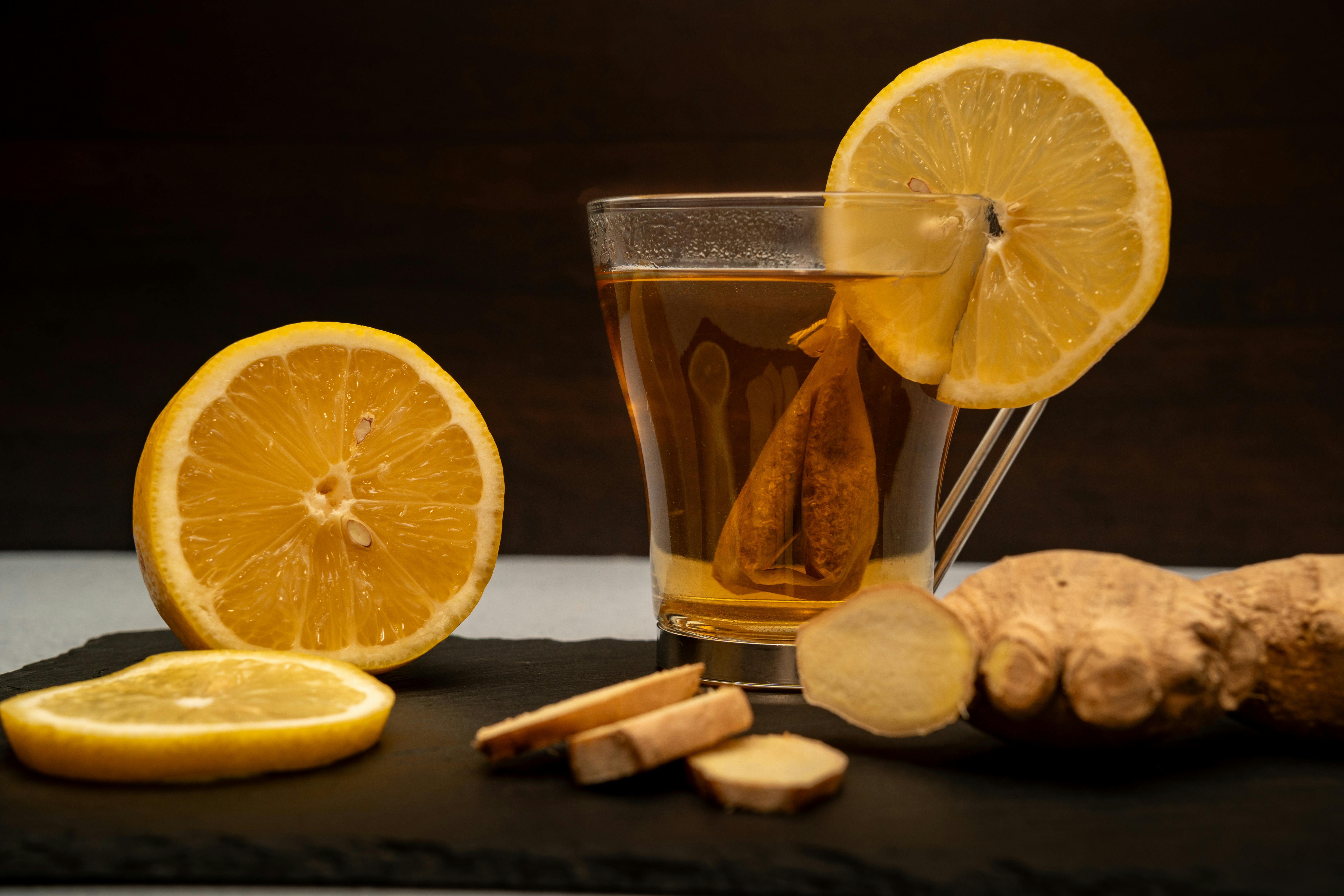 fresh ginger root and a cup of ginger tea - healthy spices for diabetics