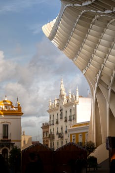 Unique blend of modern and historical architecture in Seville, Spain