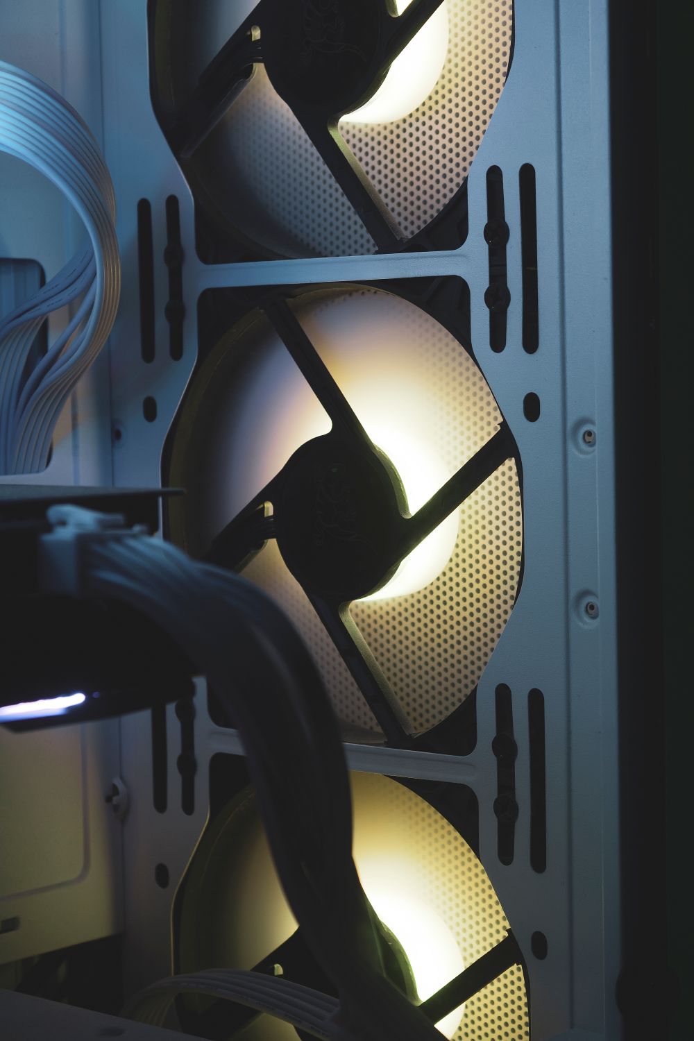 Close-up of Computer Cooling Fans Illuminated · Free Stock Photo