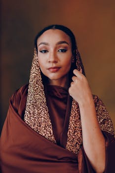 Portrait of a woman in beautiful traditional clothing, exuding elegance.