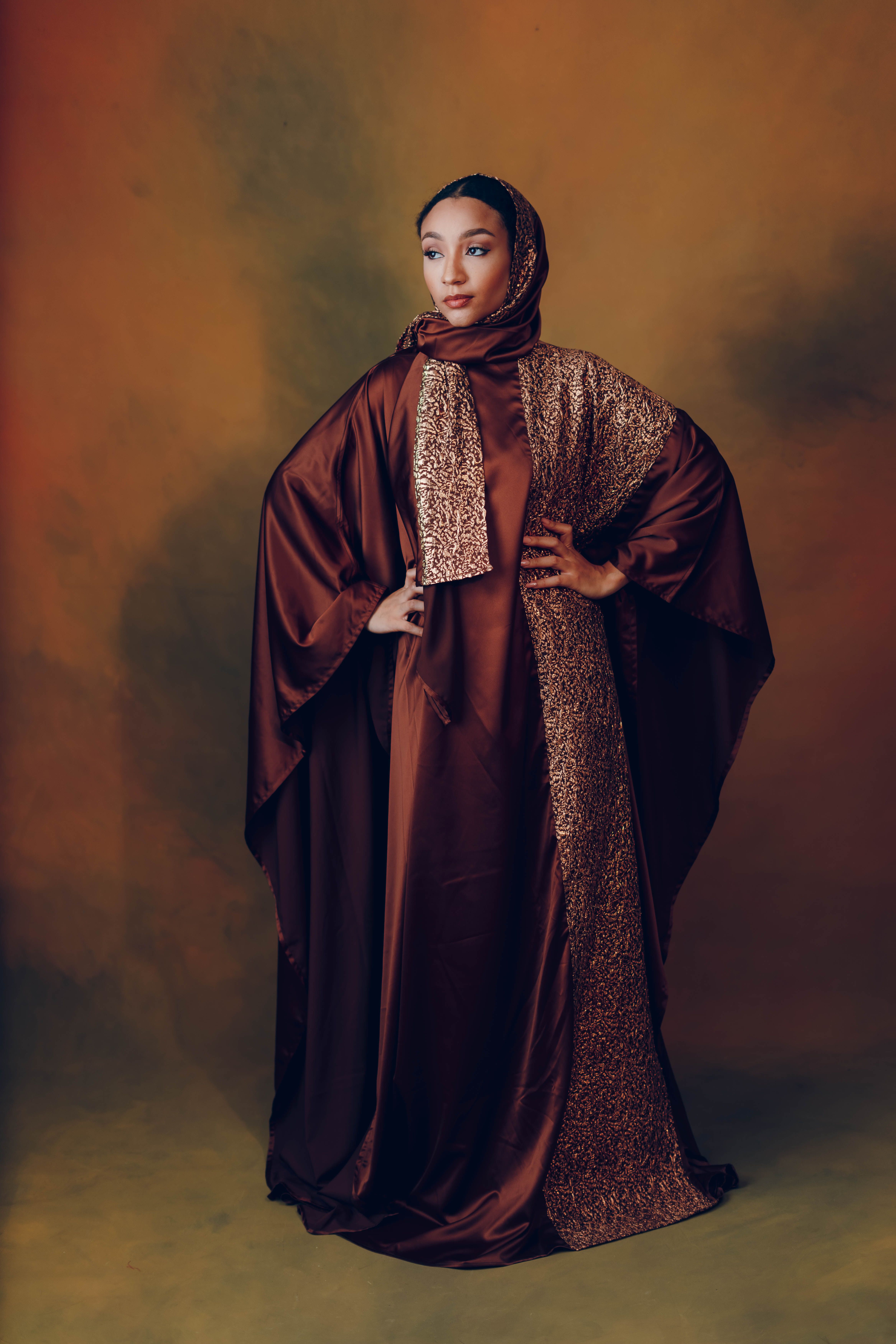 Brown abaya with hijab
