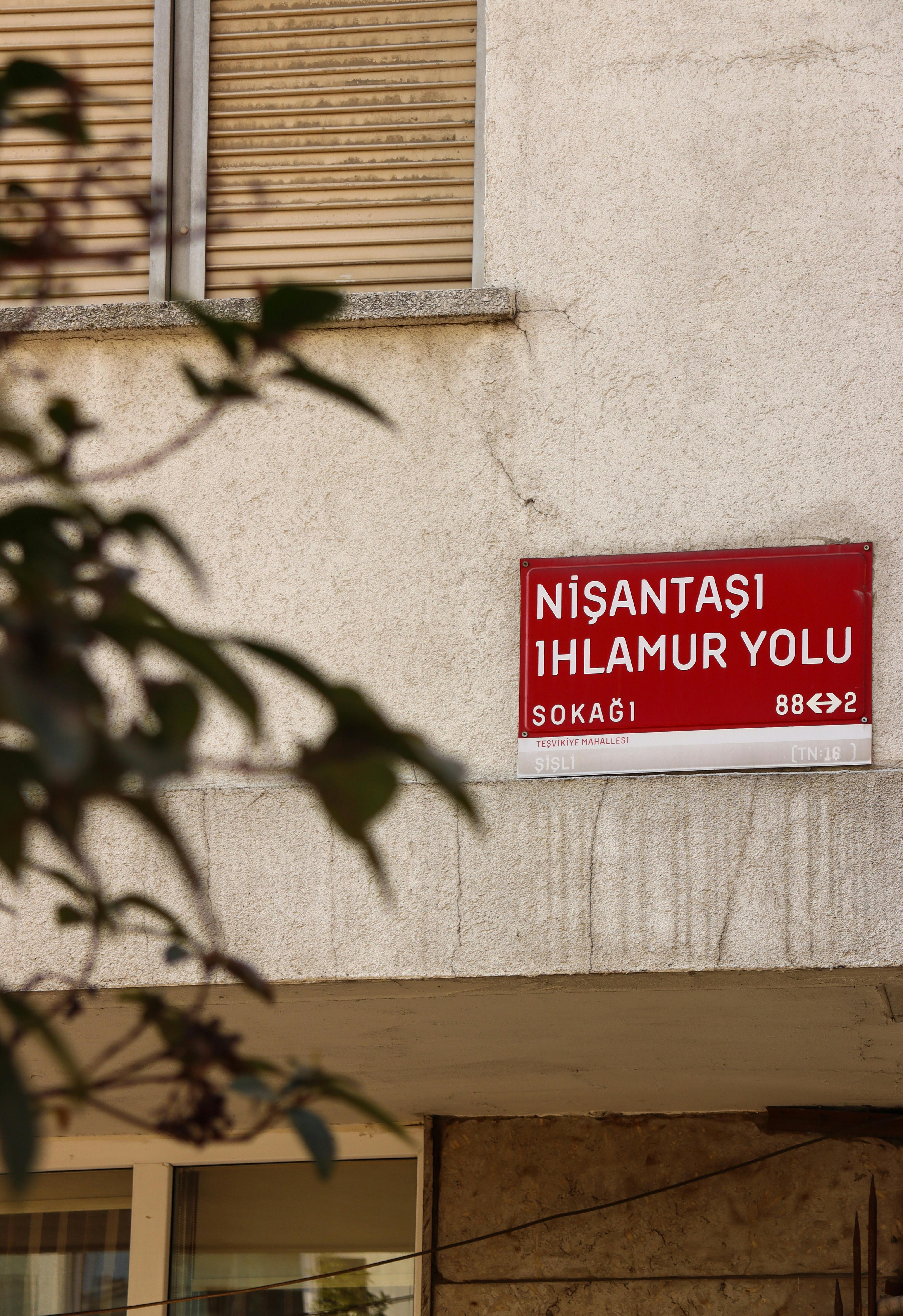 Street sign for Nişantaşı Ihlamur Yolu in Istanbul, Turkey.
