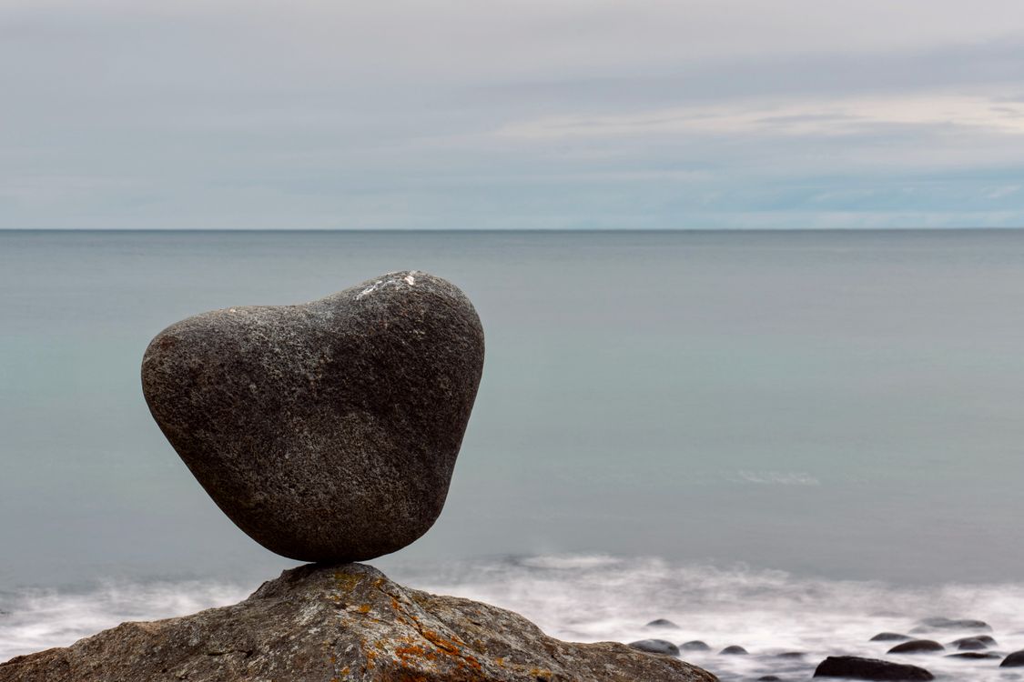 Balance Rocks Heart Rugged Heart-shaped stone balanced by the sea · Free Stock Photo
