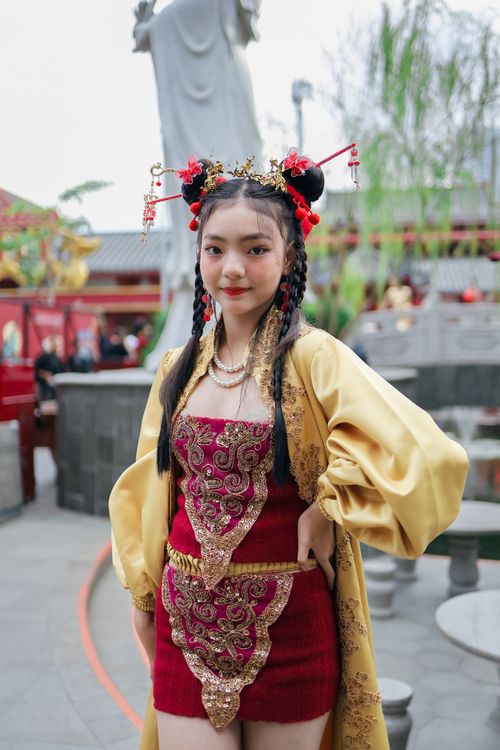Free A young woman in traditional Chinese attire celebrates a cultural festival in Jakarta. Stock Photo