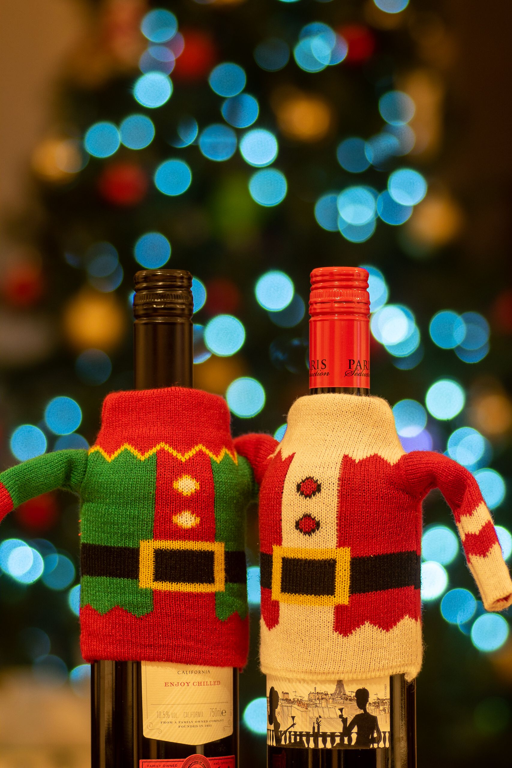 Lot De 12 Sacs à Vin De Noël En Jute Réutilisables – Motifs Festifs, Cordon De Serrage, Rouge & Beige Pour Emballage Cadeaux Bouteilles