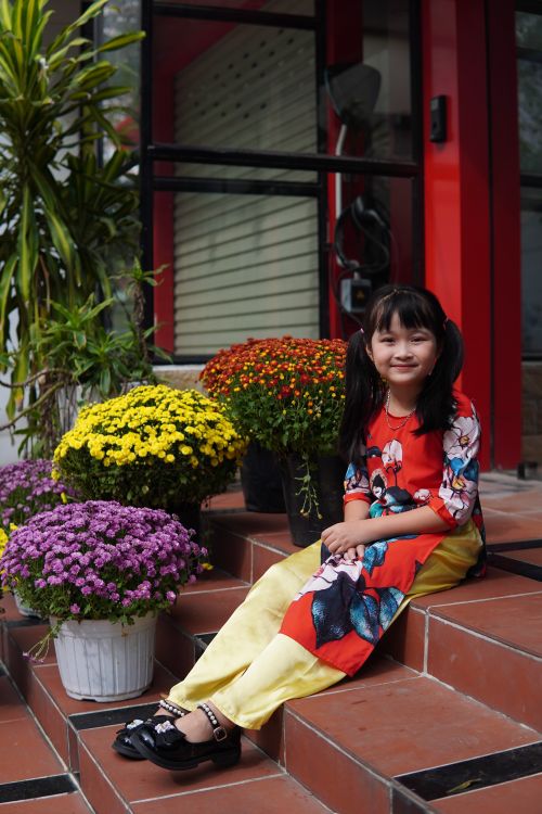 Smiling Girl in Traditional Dress with Flowers · Free Stock Photo