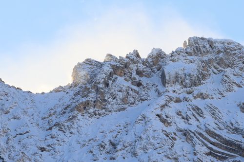 Free Stunning winter view of the snow-covered Dolomite mountains in Trentino-South Tyrol, Italy. Stock Photo