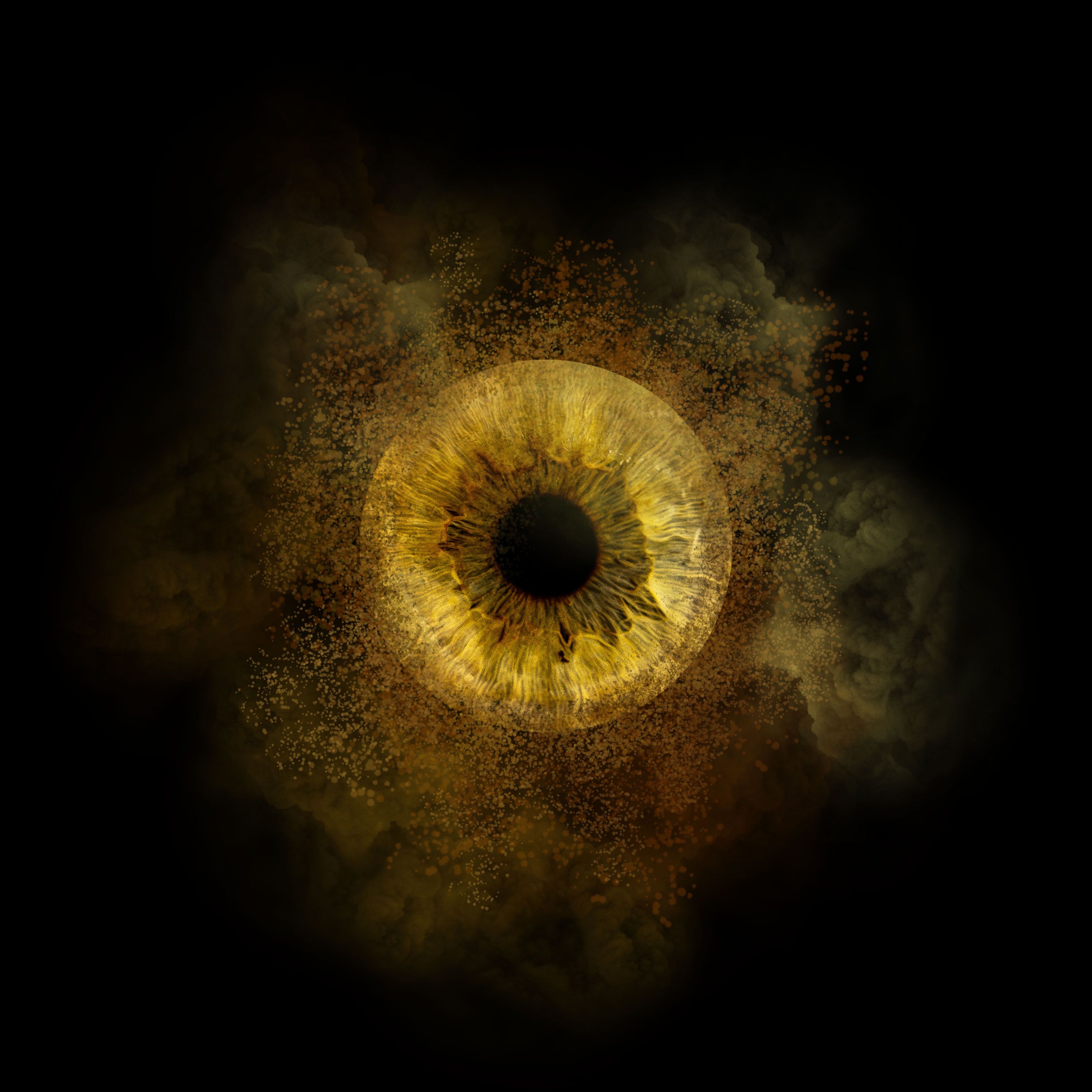 A captivating artistic abstract of a human eye's intricate details with vivid tones.