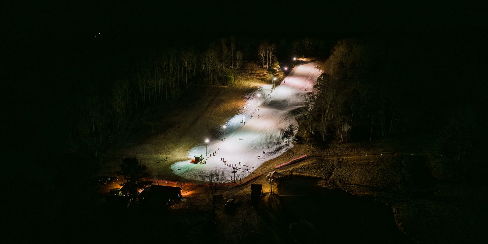 Night skiing at a ski resort