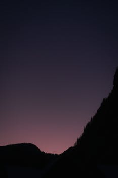 Beautiful mountain silhouette under a vibrant dawn sky, capturing tranquility and nature's beauty.