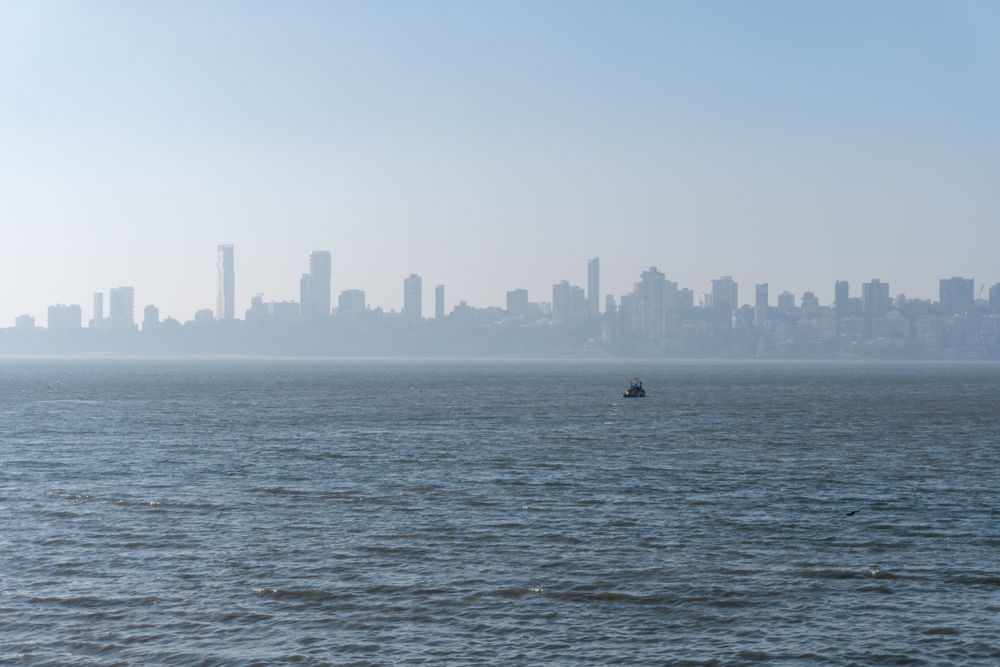 The Mumbai skyline seen across the water near the Fort district