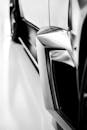 Close-Up of Modern Sports Car Design in Black and White