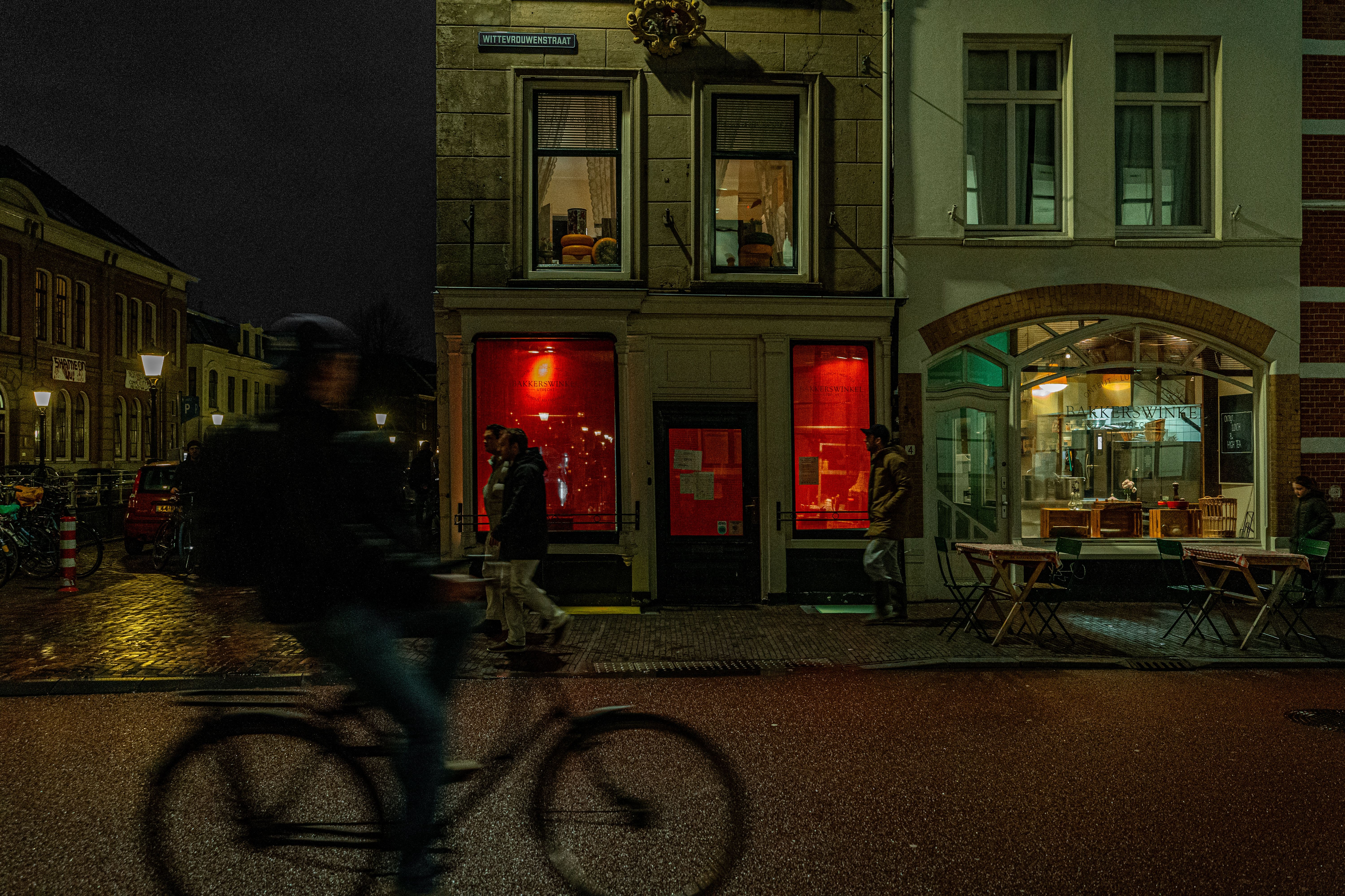 Nighttime Bicycle Ride in Urban Street Scene · Free Stock Photo
