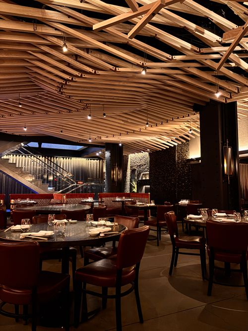 Elegant Modern Restaurant with Unique Ceiling Design · Free Stock Photo