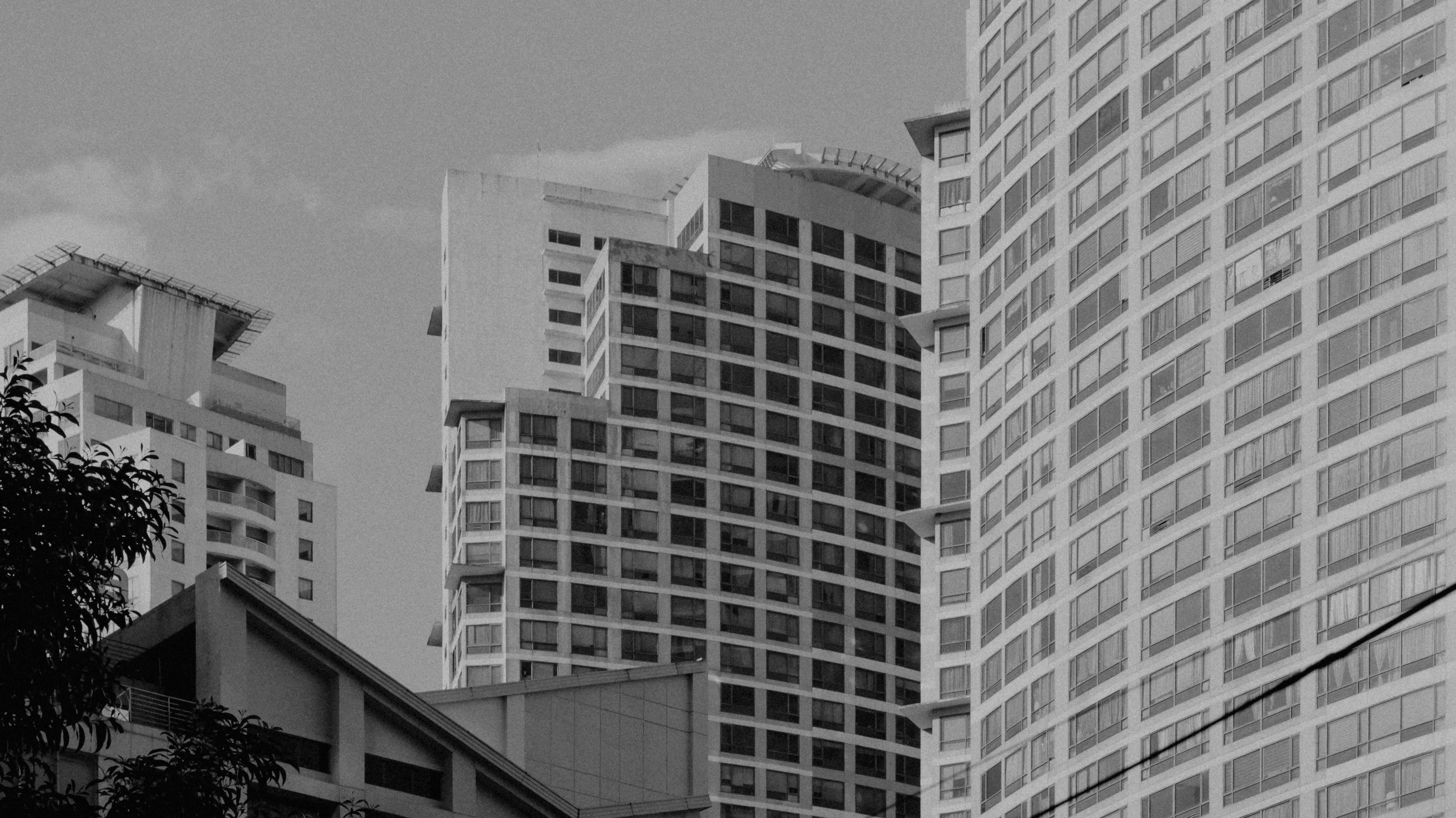 ingyenes Monokróm nézet Quezon City modern városi épületeiről, építészeti stílust bemutató. Stockfotó