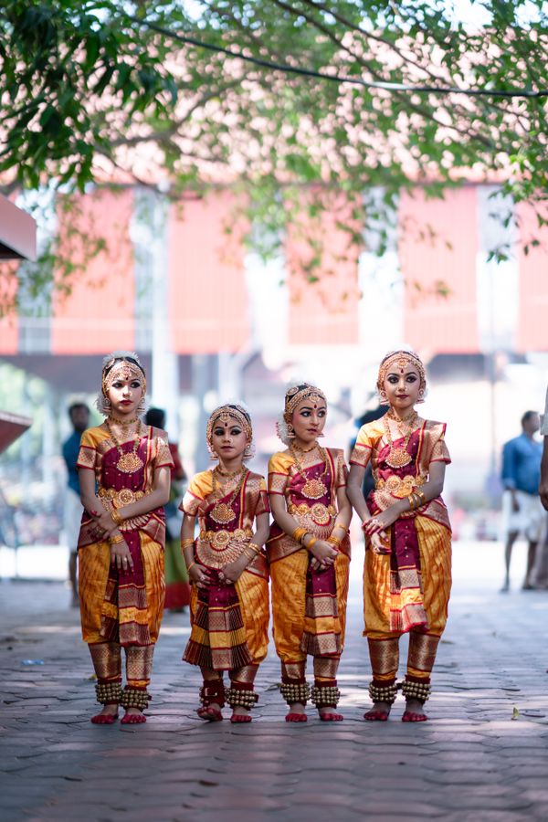 Young dancers performing classical Indian dance in the cultural education programme