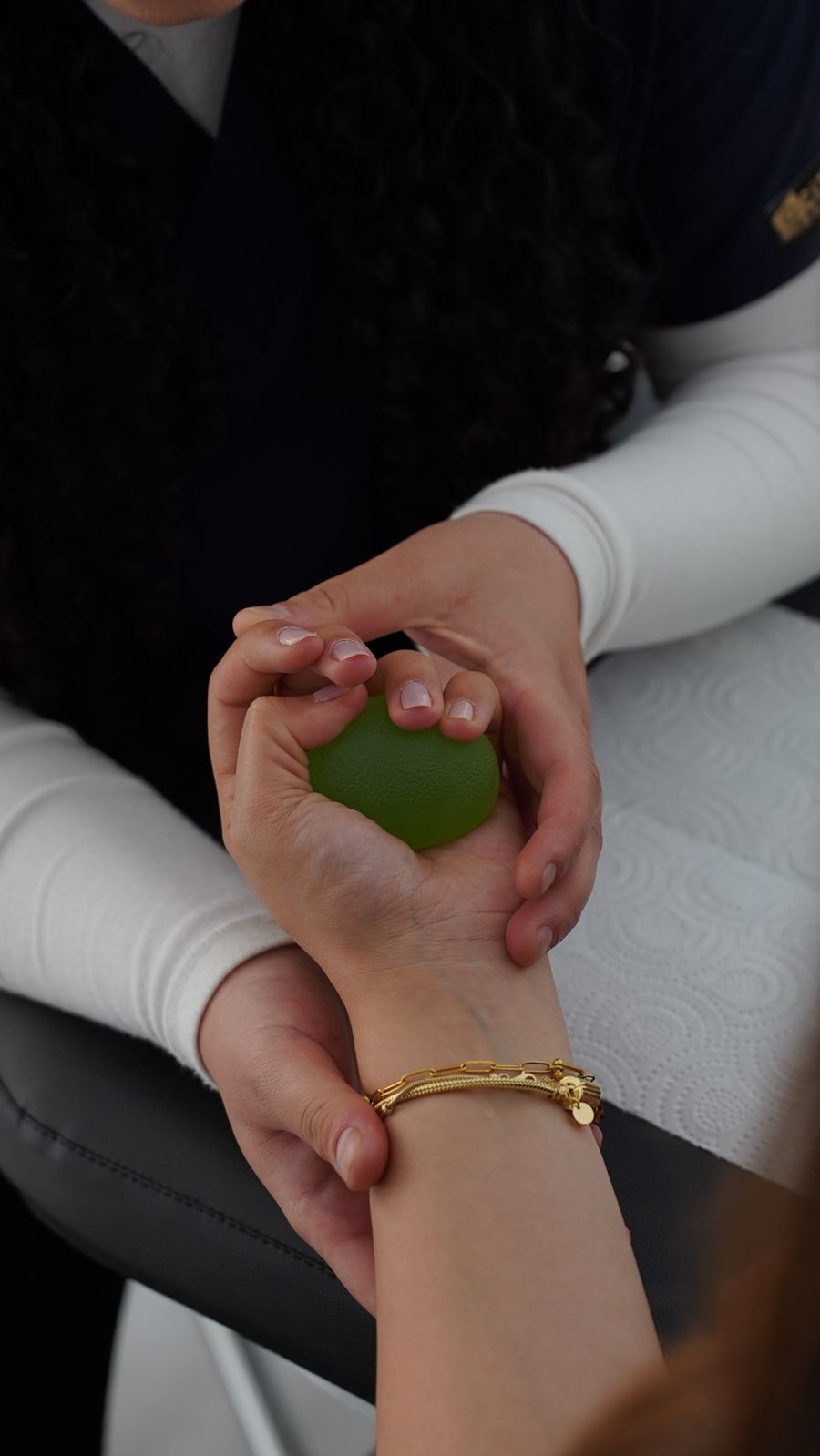 Hand therapy with a stress ball