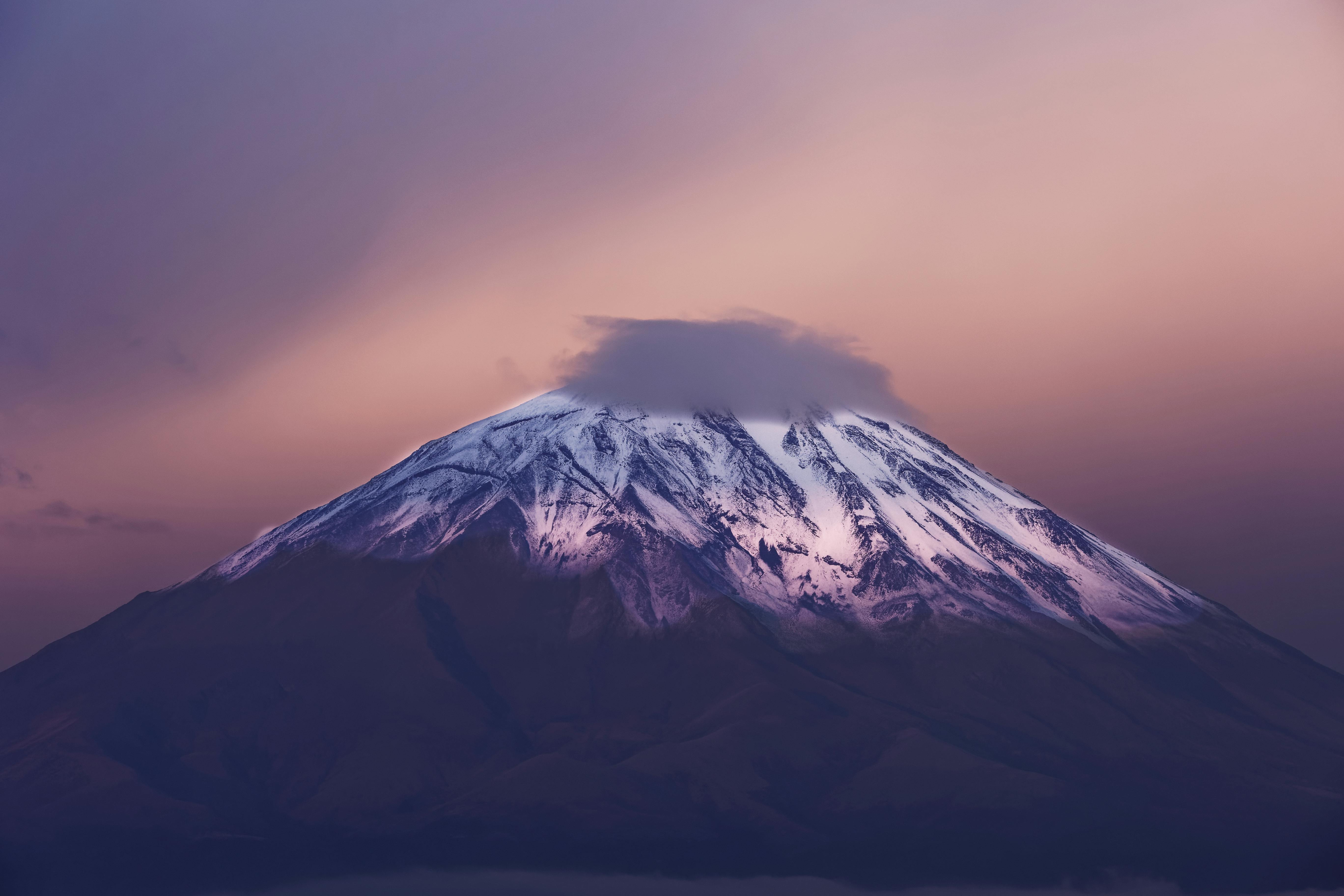 Stunning capture of Misti Volcano in Arequipa, Peru during a vibrant sunset.