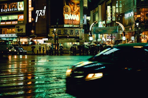 무료 야간 사진 중 검은 차량 스톡 사진