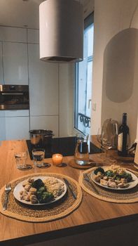 Warm and inviting dinner setting with nutritious meals ready to enjoy.