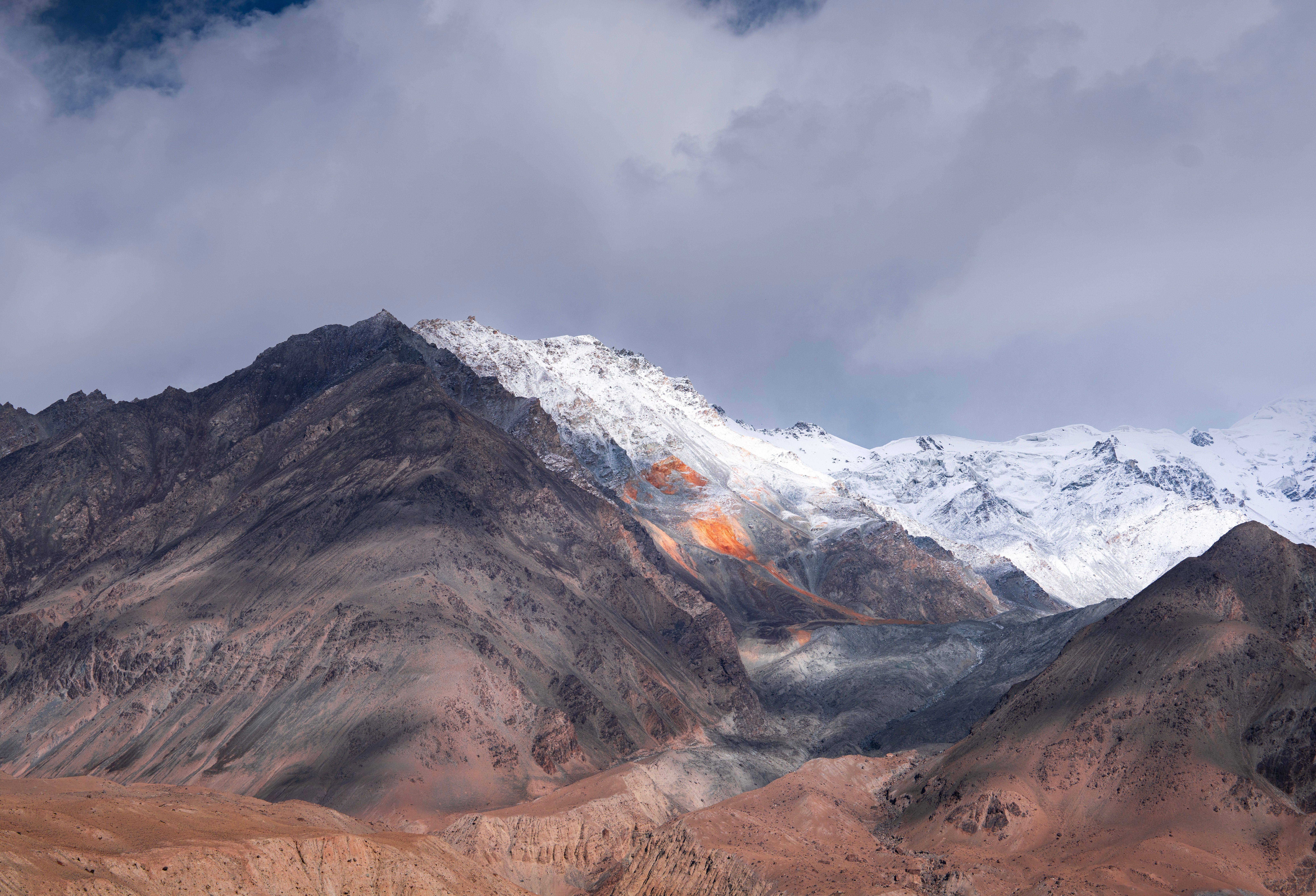 Majestic Snow-Capped Mountain Under Dramatic Sky · Free Stock Photo