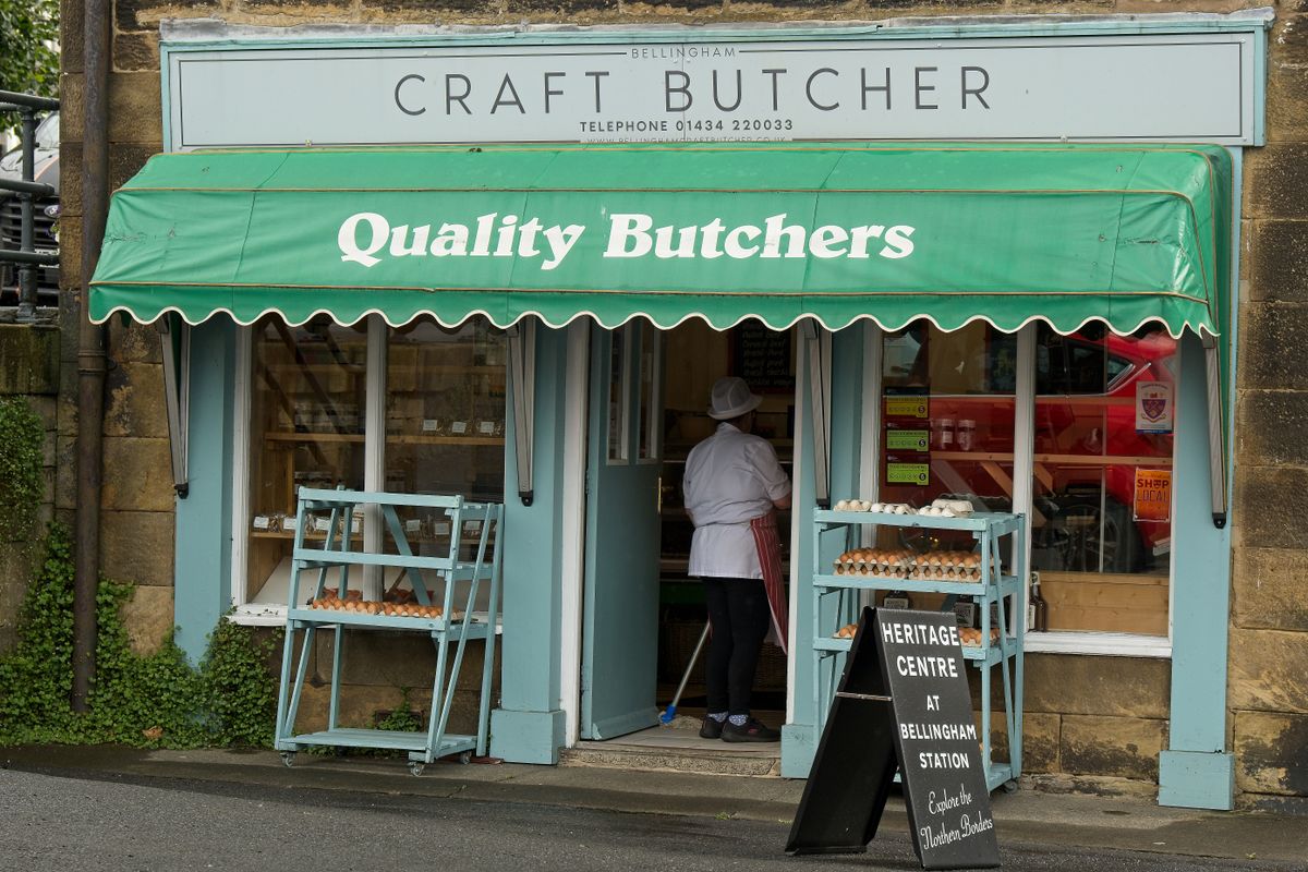 Traditional butcher storefront