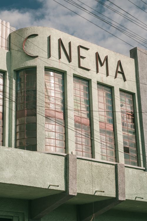 Free Elegant Art Deco cinema facade with vintage architecture in Aguascalientes, Mexico. Stock Photo Free Elegant Art Deco cinema facade with vintage architecture in Aguascalientes, Mexico. Stock Photo