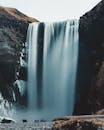 冰岛斯科加福斯瀑布从悬崖倾泻而下的景色十分美丽