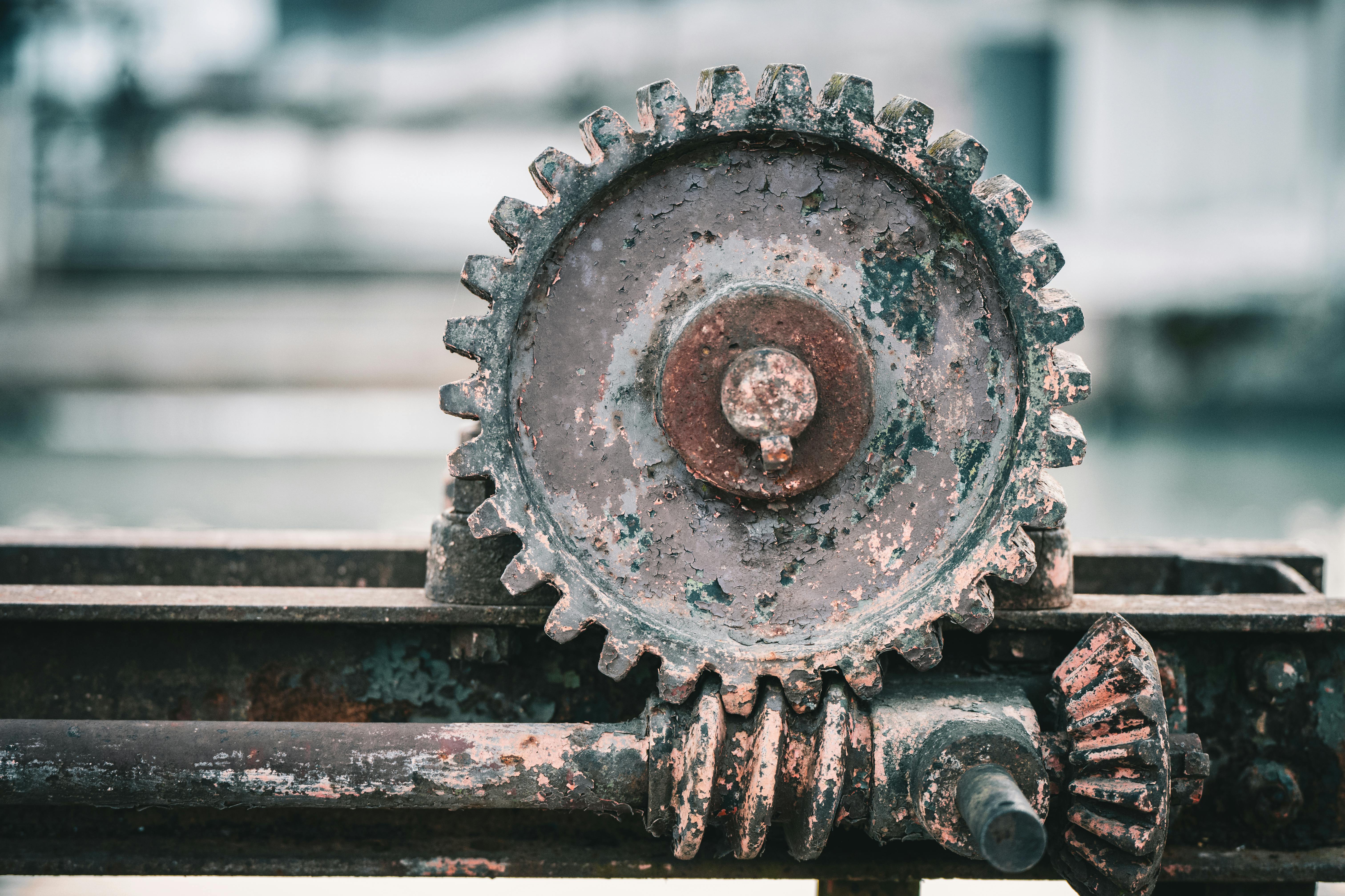 rusty gear in focus industrial charm