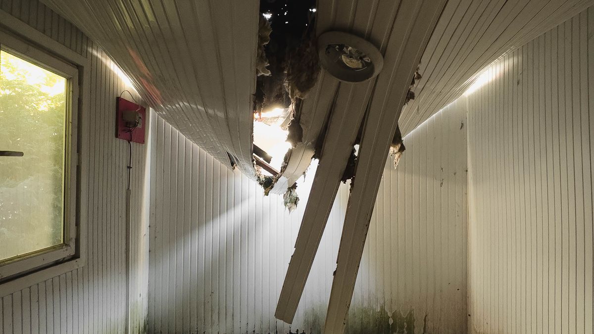 A room with a collapsed ceiling after water damage