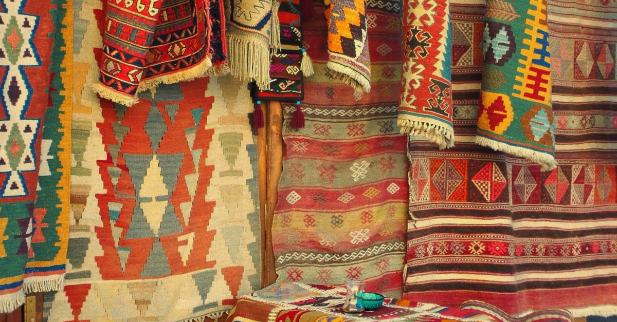 Market Rug Colorful Handmade Rugs Display in Market Stall · Free Stock Photo