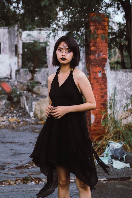 Woman Wearing Black Dress