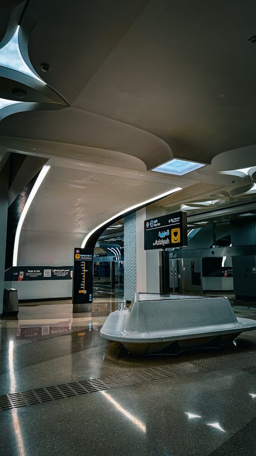 Free Interior view of a modern metro station in Doha, Qatar with contemporary design elements. Stock Photo