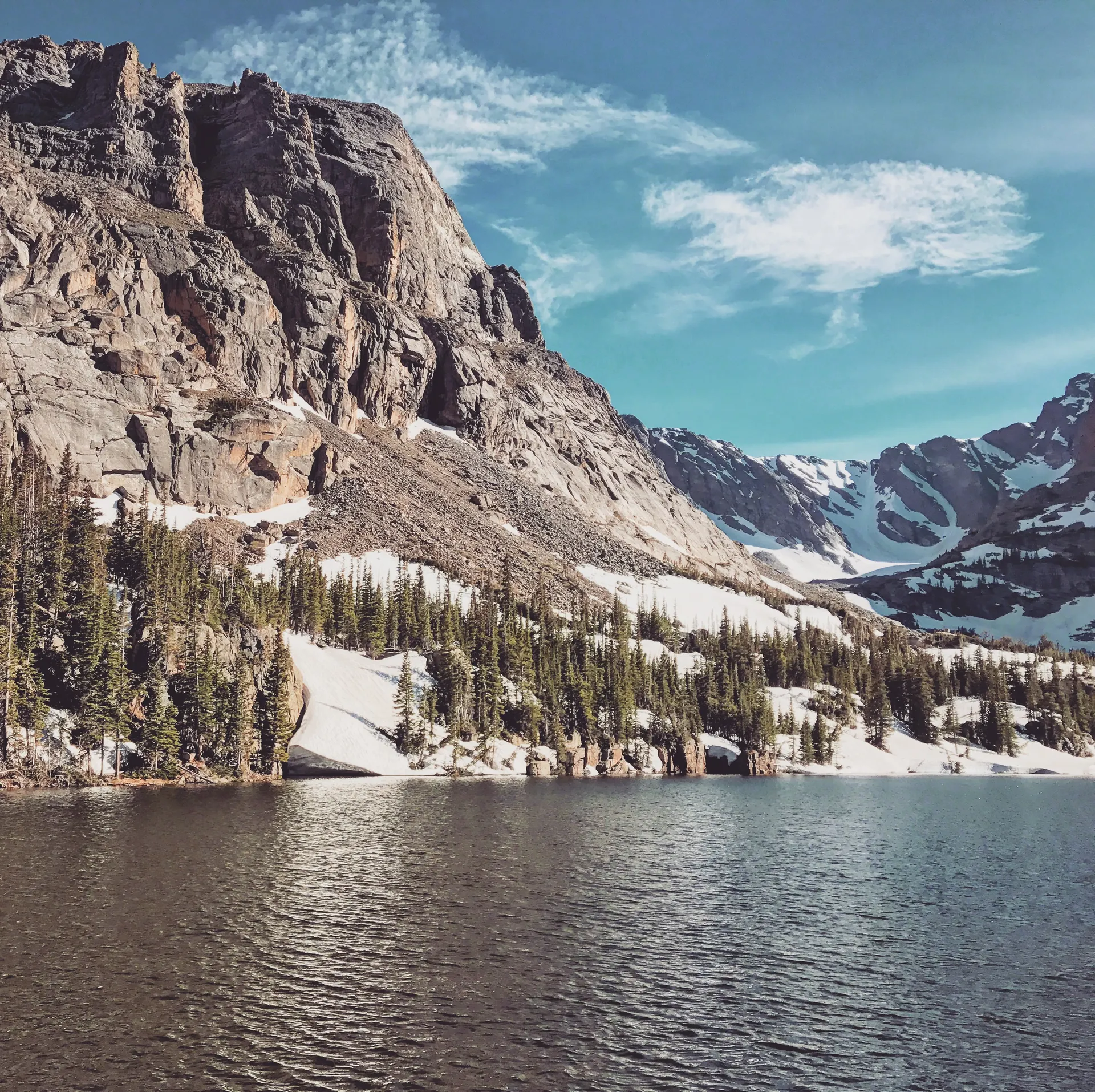 Rocky mountains and lake in Colorado during springtime. Rocky mountains and lake in Colorado during springtime.