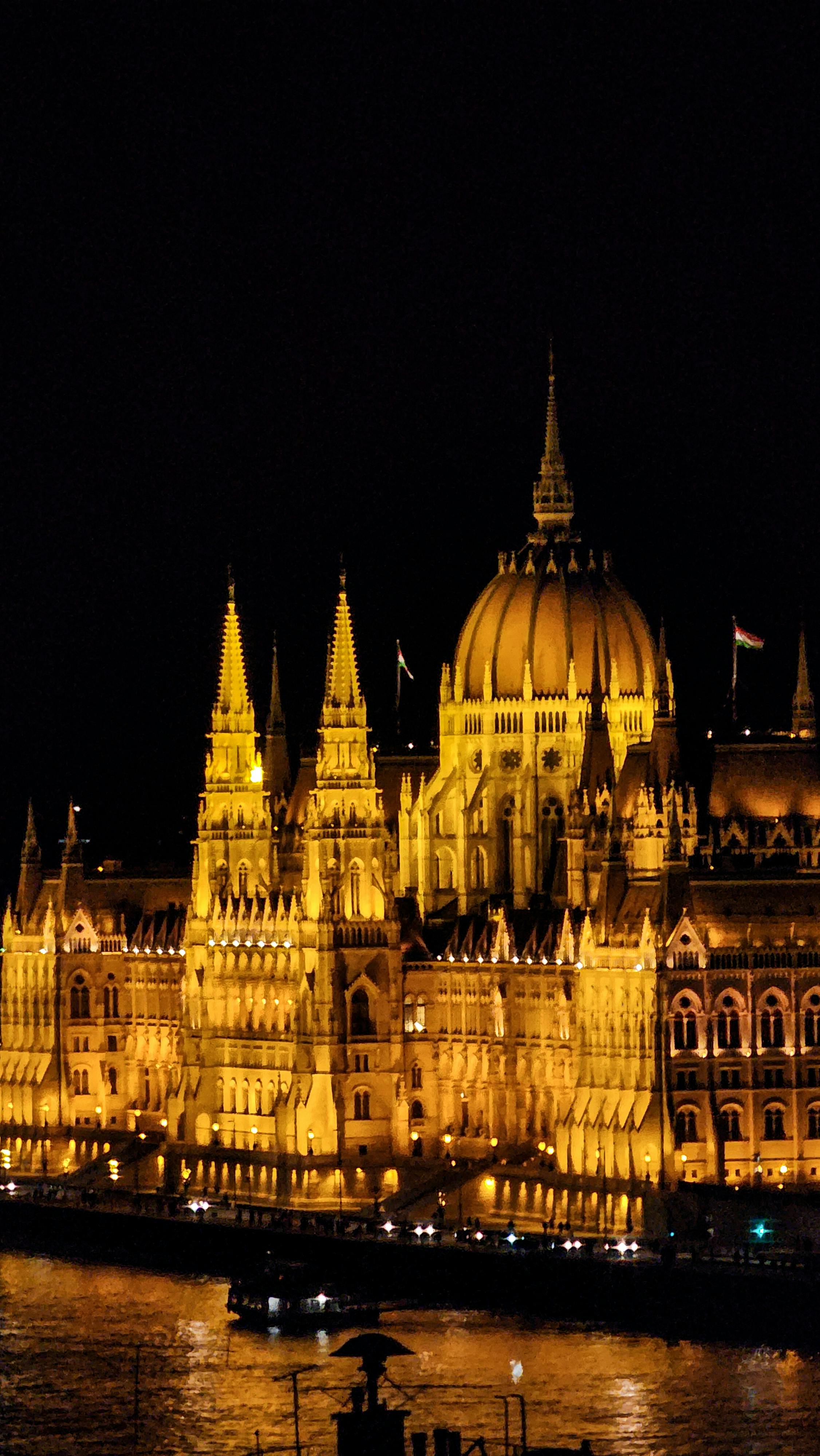 breathtaking night view of hungarian parliament