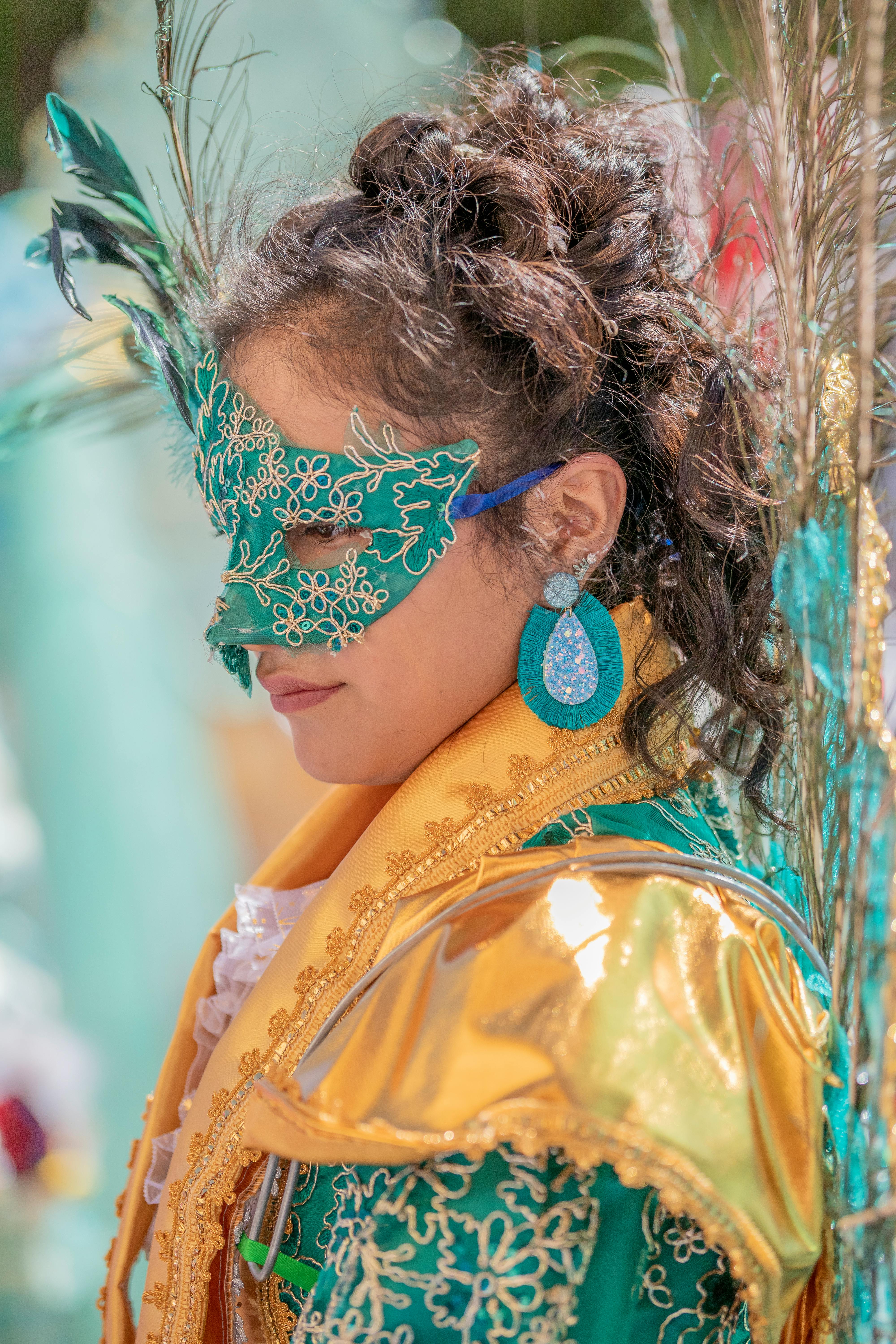 colorful carnival costume with elaborate mask