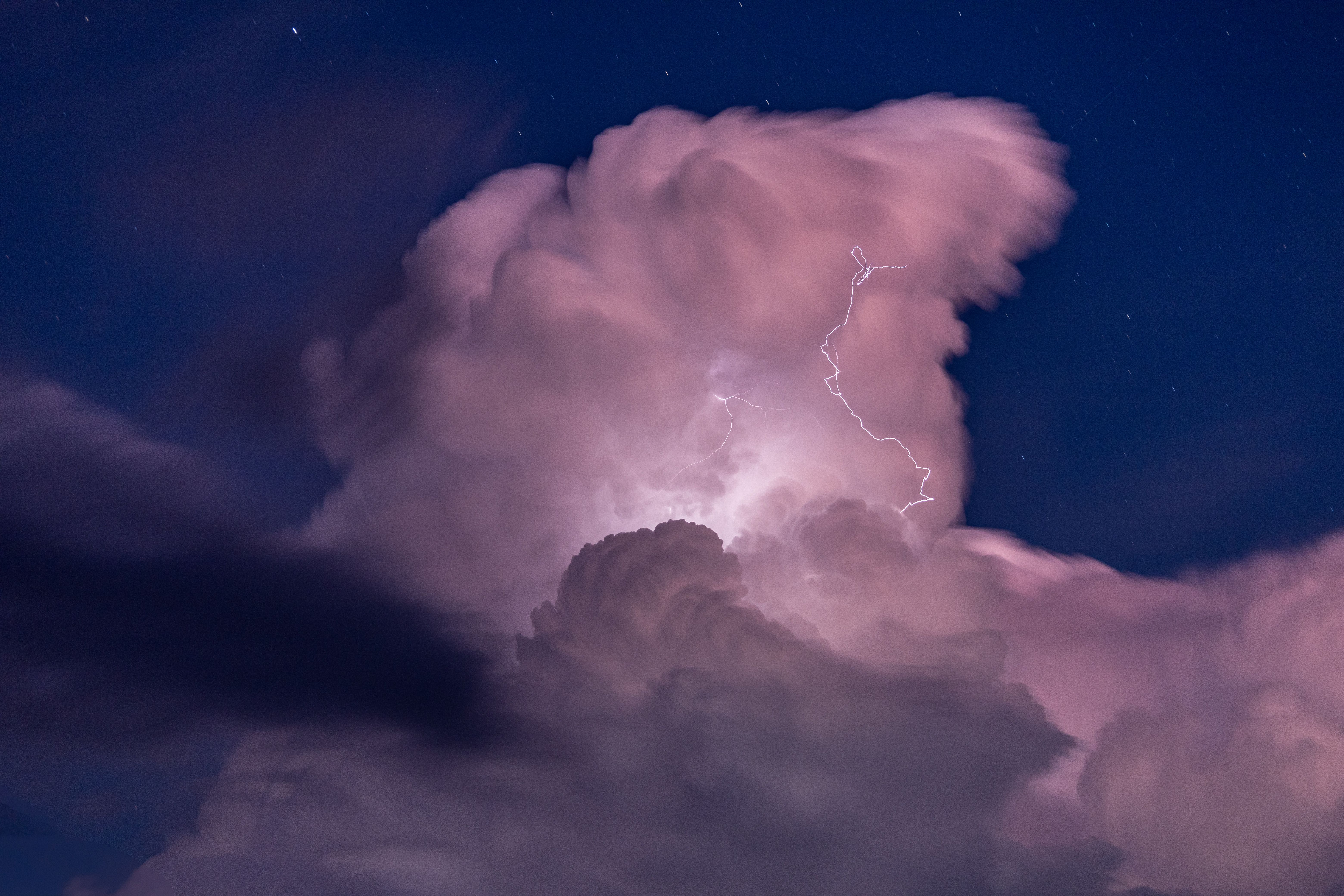Dramatic Lightning Over Cumulonimbus Cloud at Night · Free Stock Photo