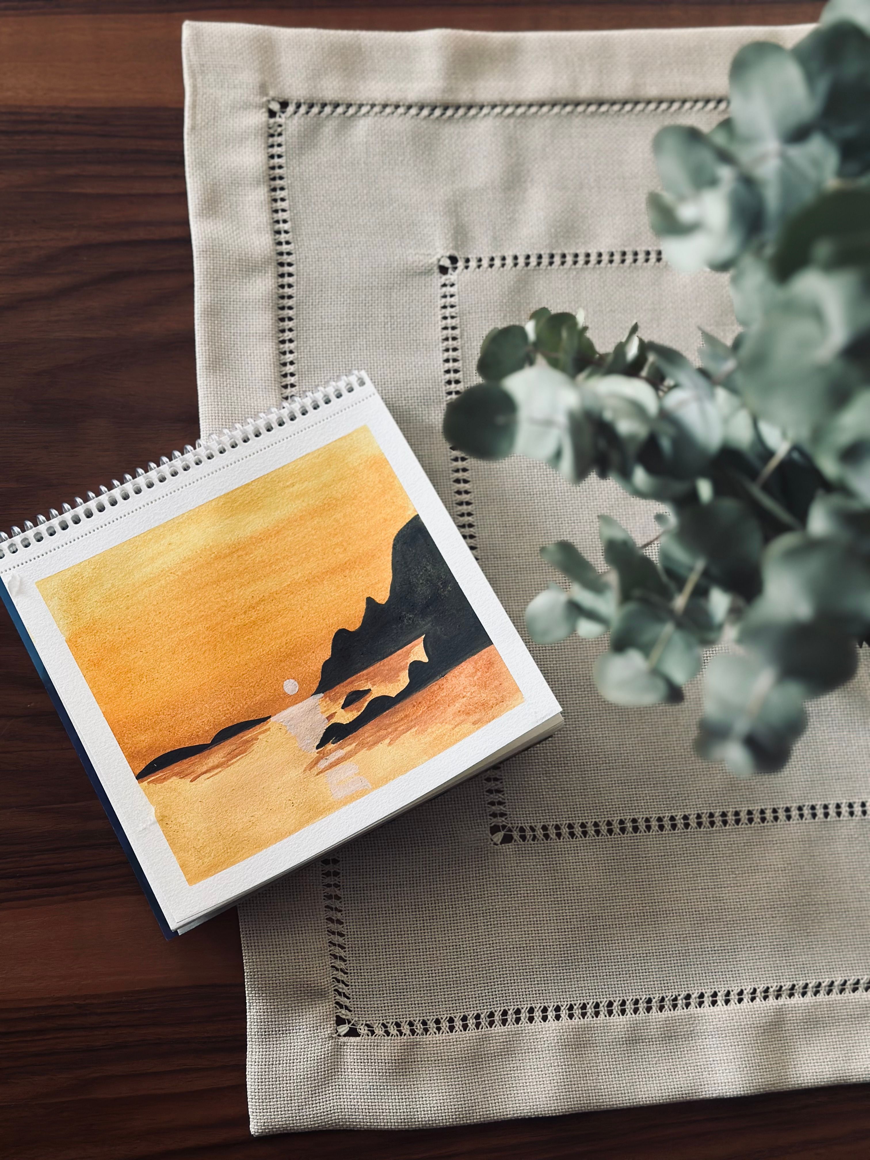 Artistic Notebook with Landscape Painting · Free Stock Photo