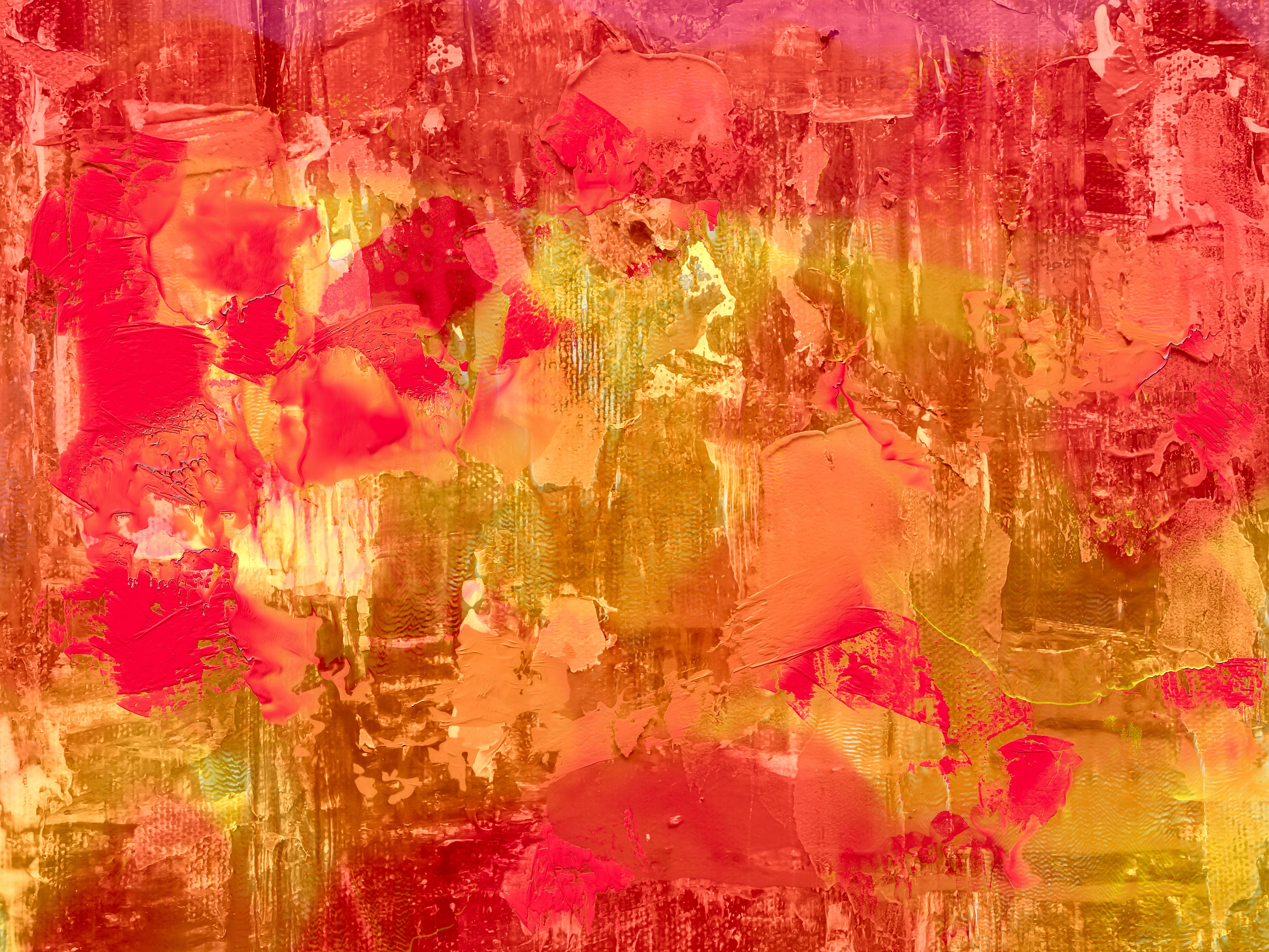 View of Vibrant Abstract Expressionist Painting in Warm Hues · Free Stock Photo