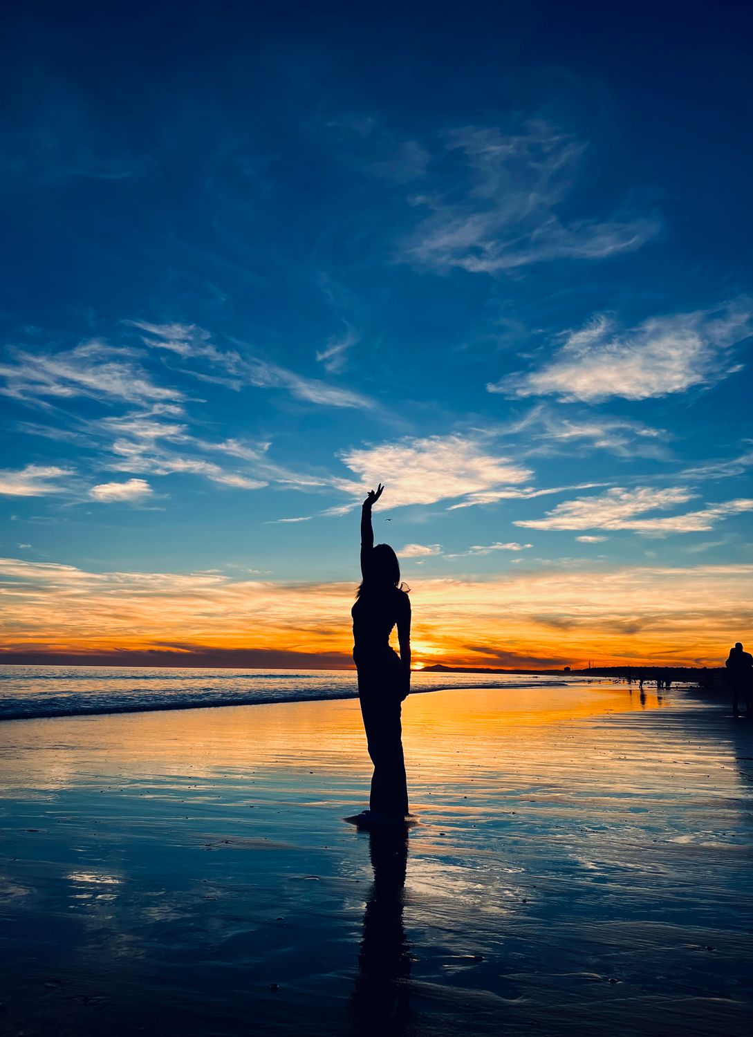 Serene Beach Sunset with Silhouette Reflection · Free Stock Photo