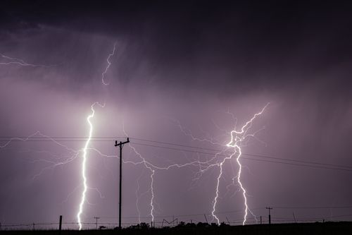 Free Intense lightning strikes during a storm over rural South Africa. Stock Photo