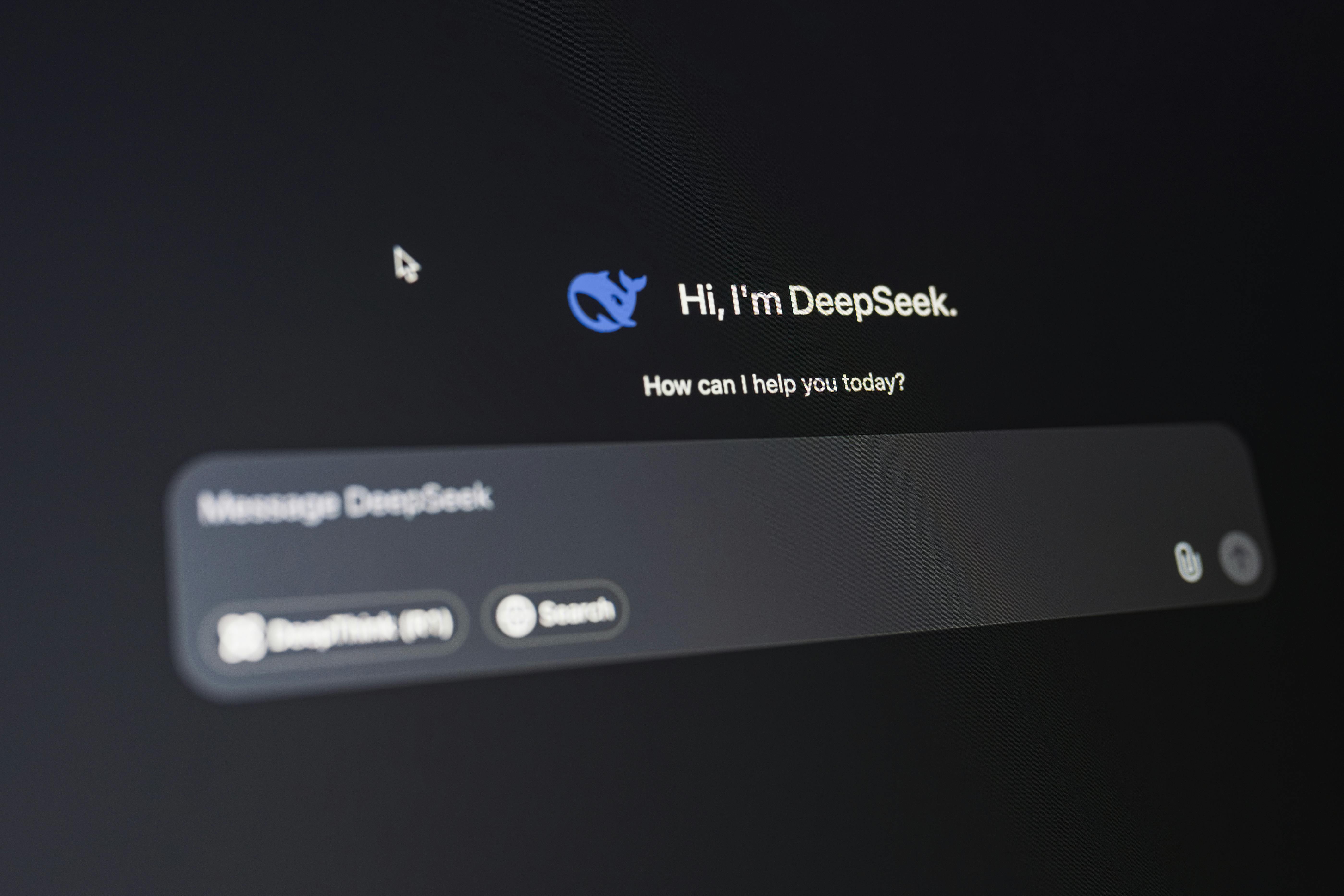 close up of deepseek ai interface on screen