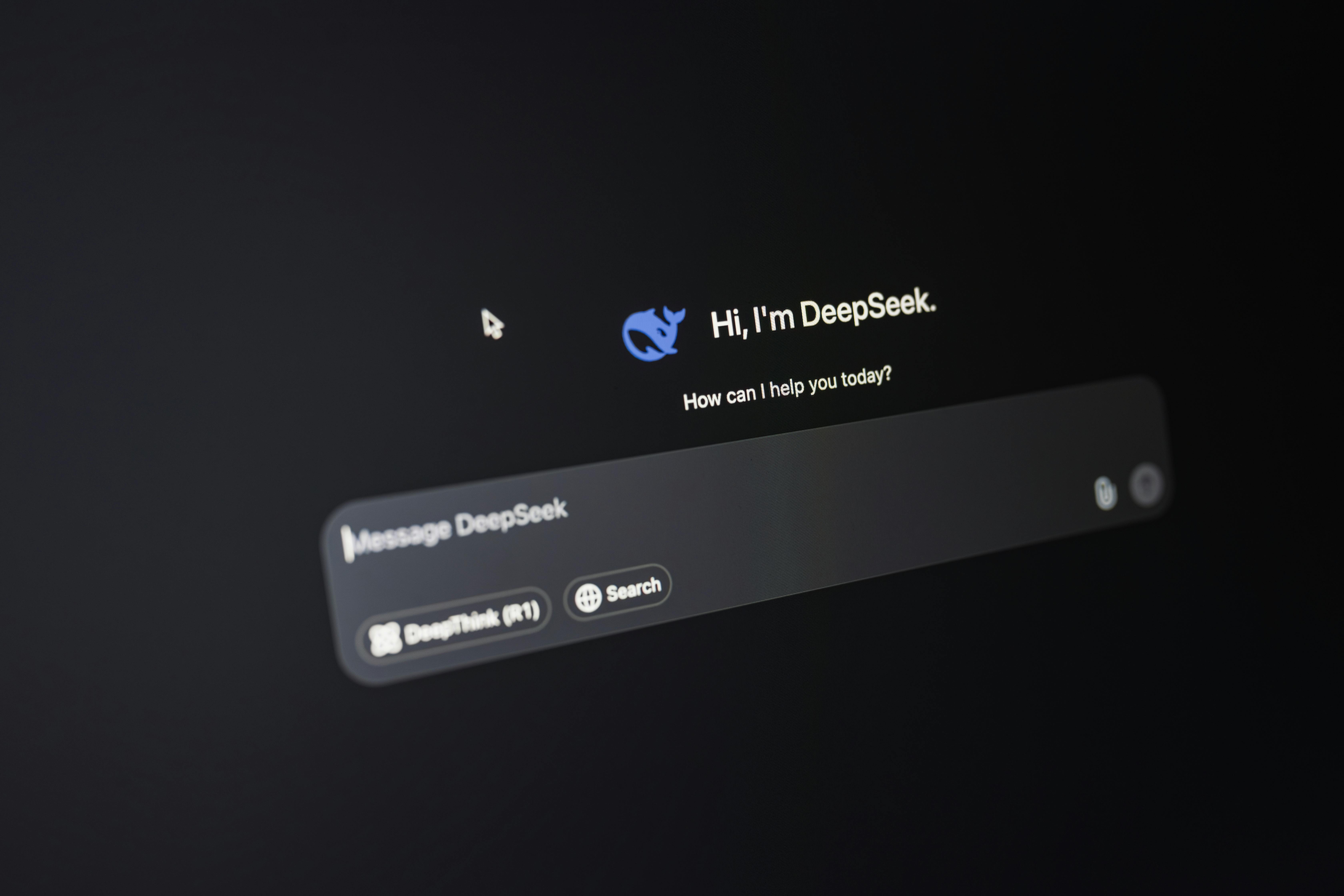 deepseek ai chat interface on dark screen