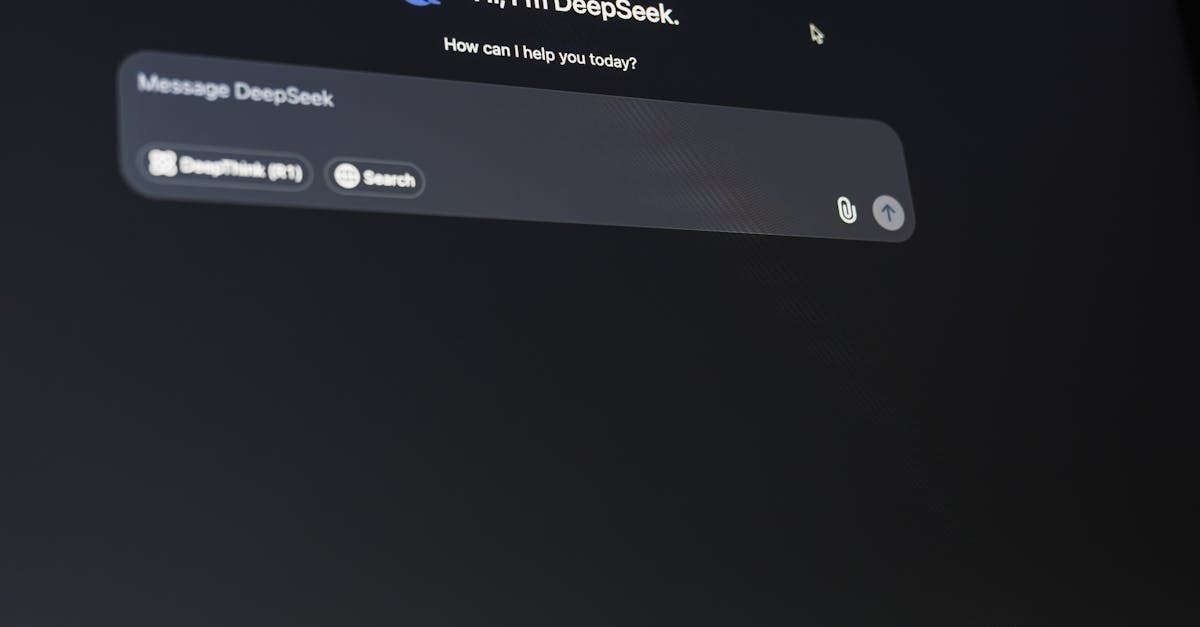 Photo by Matheus Bertelli A close-up view of the DeepSeek AI chat interface displayed on a laptop screen in dark mode.