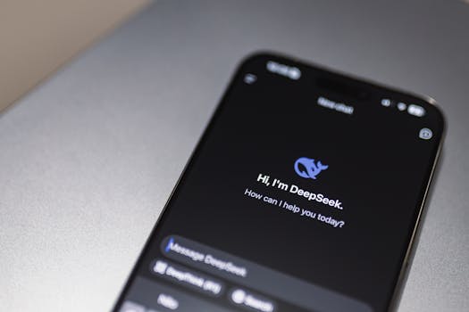 Primo piano dello schermo di uno smartphone che mostra l'interfaccia del chatbot DeepSeek AI su un dispositivo moderno.