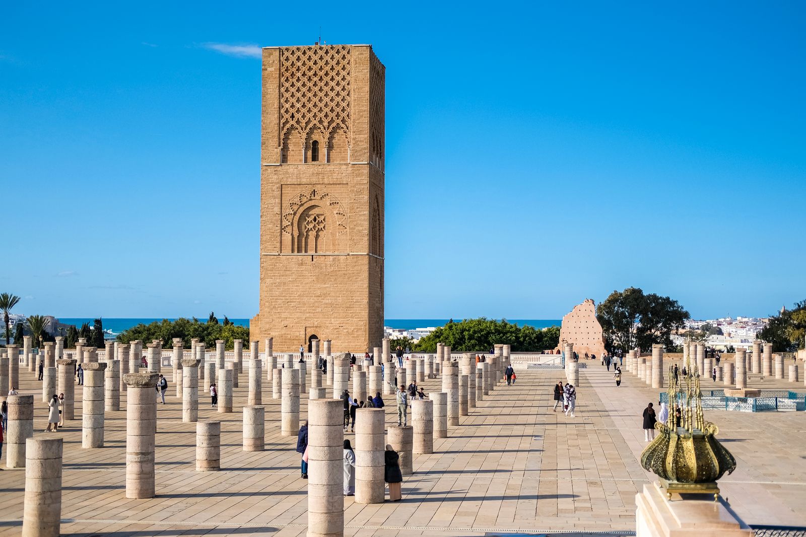 Hassan Tower columns Rabat Morocco blue sky