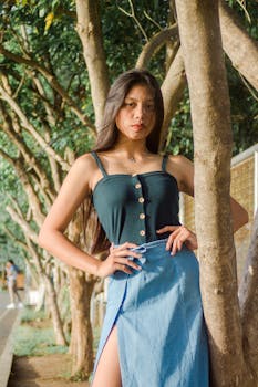 夏季户外时尚女性摆姿肖像