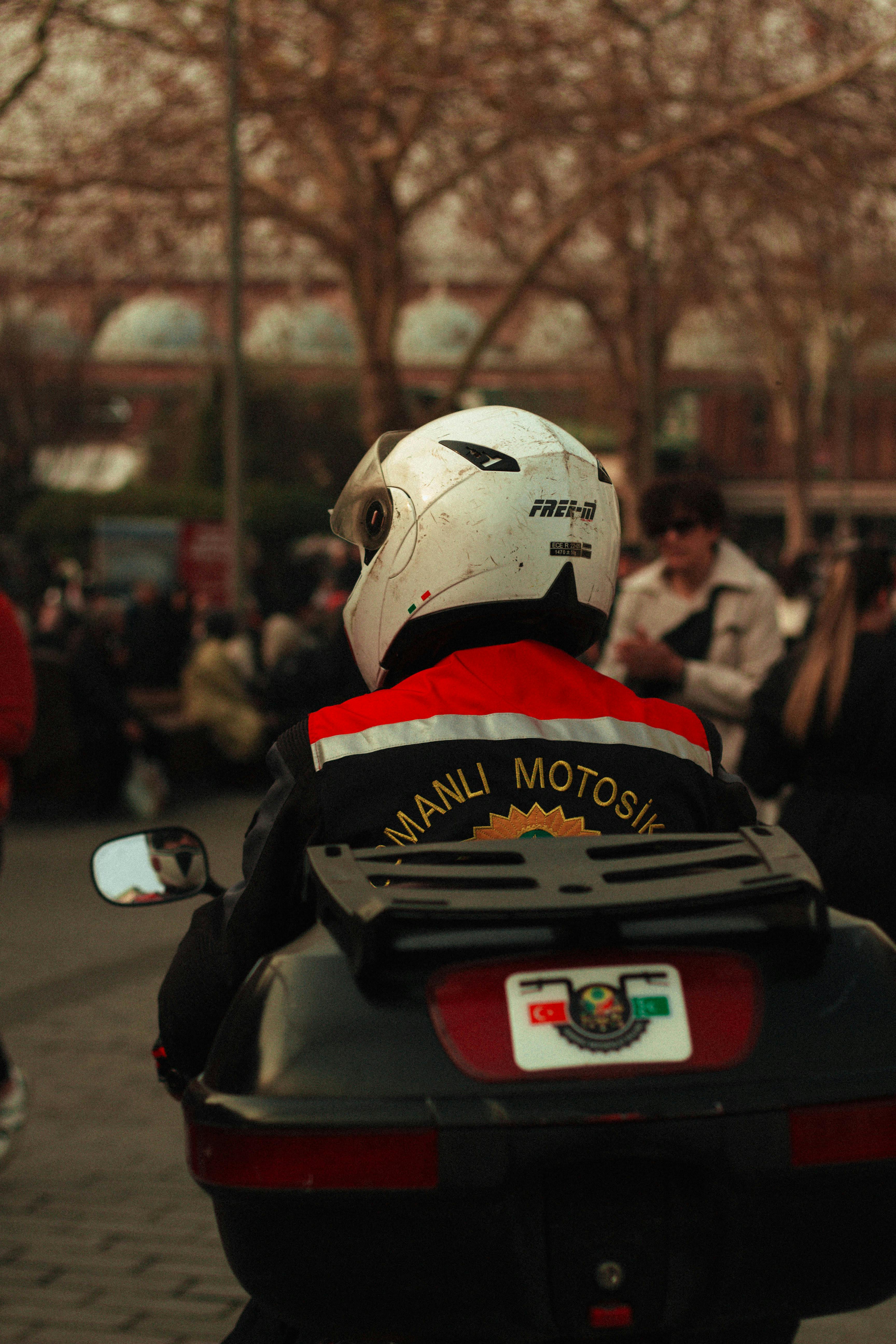 Free Motorcyclist on a busy street in İstanbul, Türkiye, wearing motorcycle gear. Stock Photo