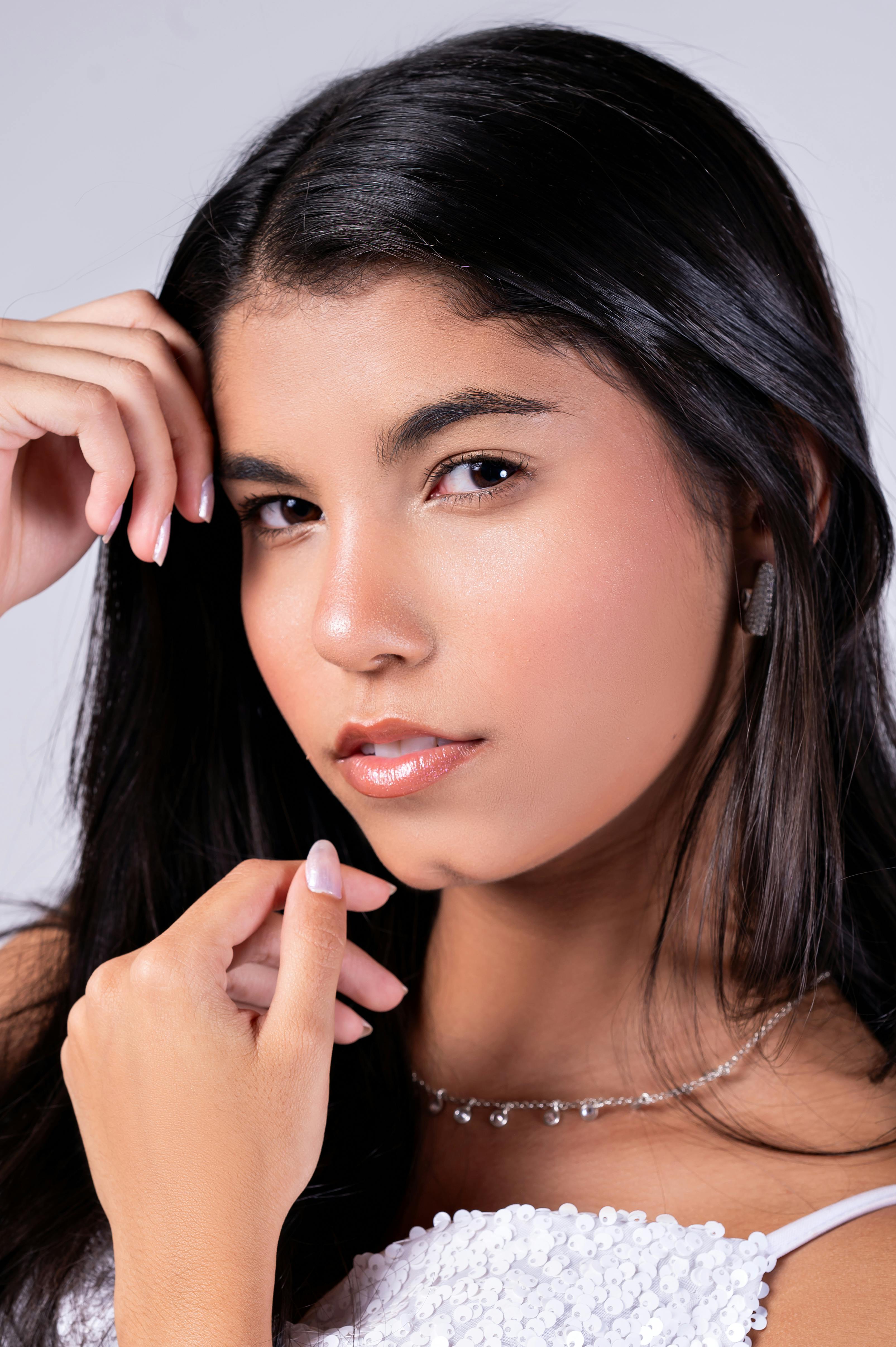 elegant portrait of young woman with natural makeup
