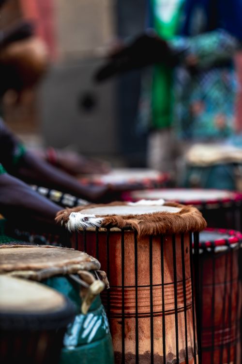 Free Vibrant depiction of traditional Nigerian drumming showcasing rich cultural heritage. Stock Photo